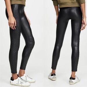 SPANX Women's Black Faux Leather Moto Leggings sz extra small